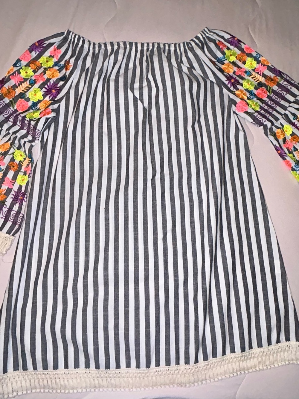 Velzera Black and White Striped Tunic Top or mini dress
